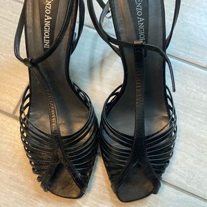 Enzo Angolioni Black leather heels size 7  ~ 4inch heel